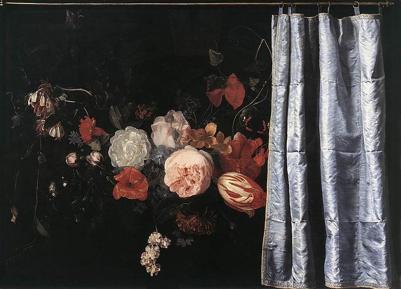 Flower Still-Life with Curtain